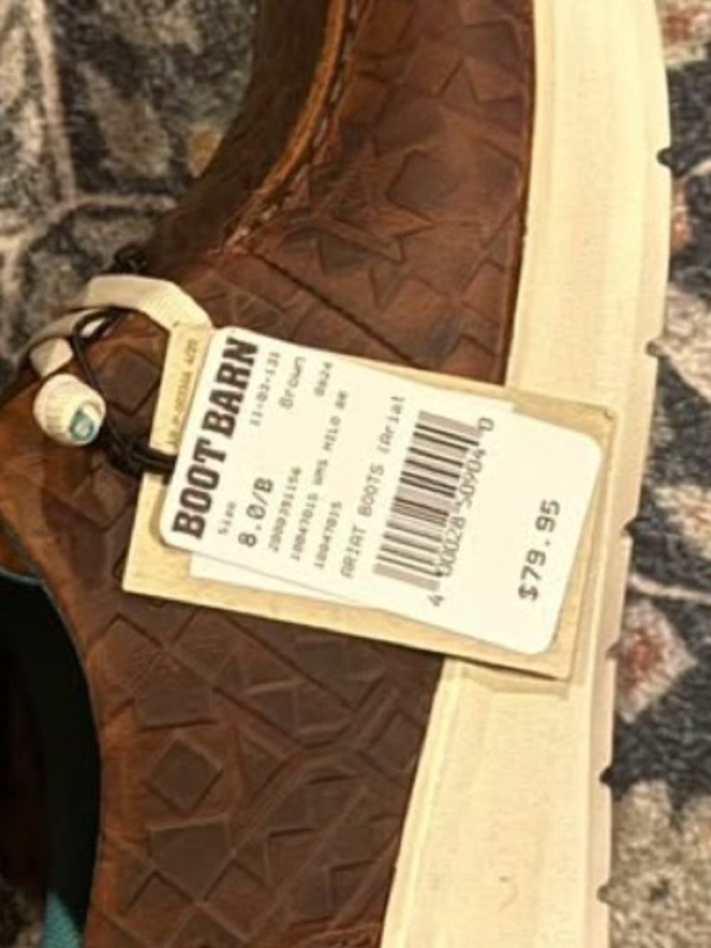 Ariat Women’s Brown Leather Boat Shoes with White Sole and Teal Lining NWT - Picture 9 of 9